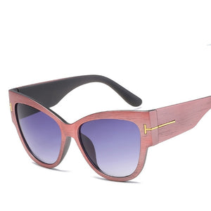 Retro Cat Eye Wood Grain Sunglass