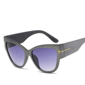 Retro Cat Eye Wood Grain Sunglass