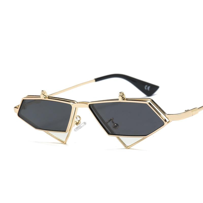 Small Clip on Sunglasses Cat Eye Vintage Triangle
