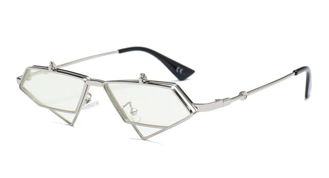 Small Clip on Sunglasses Cat Eye Vintage Triangle